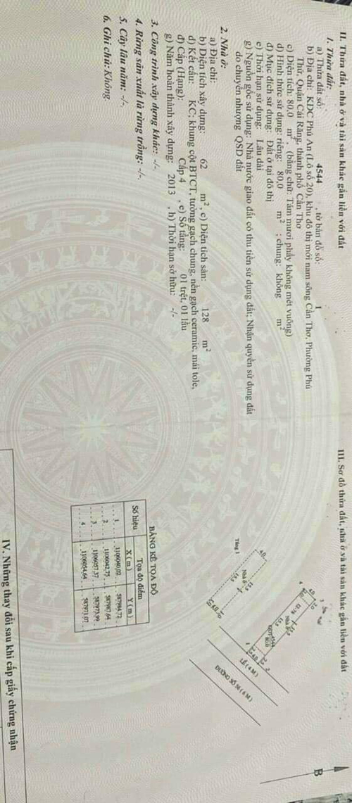 BÁN NHÀ 1 TRỆT 1 LẦU đường 56, KDC 586, phường phú thứ, quận cái răng TPCT